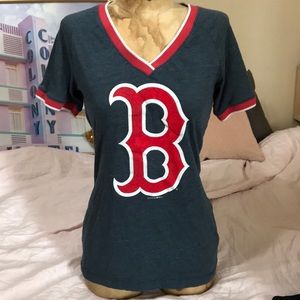 Licensed Boston Red Sox V-Neck Ringer Tee